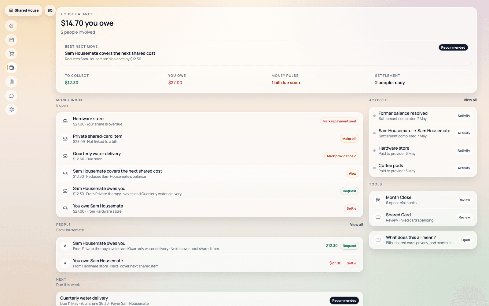 CoExyst bills and repayment context