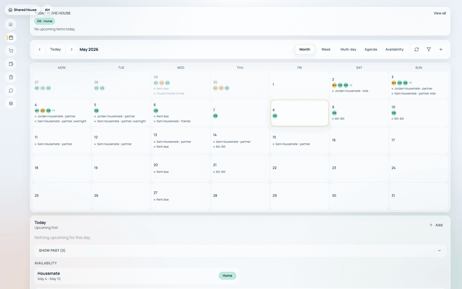 Calendar & Availability product view