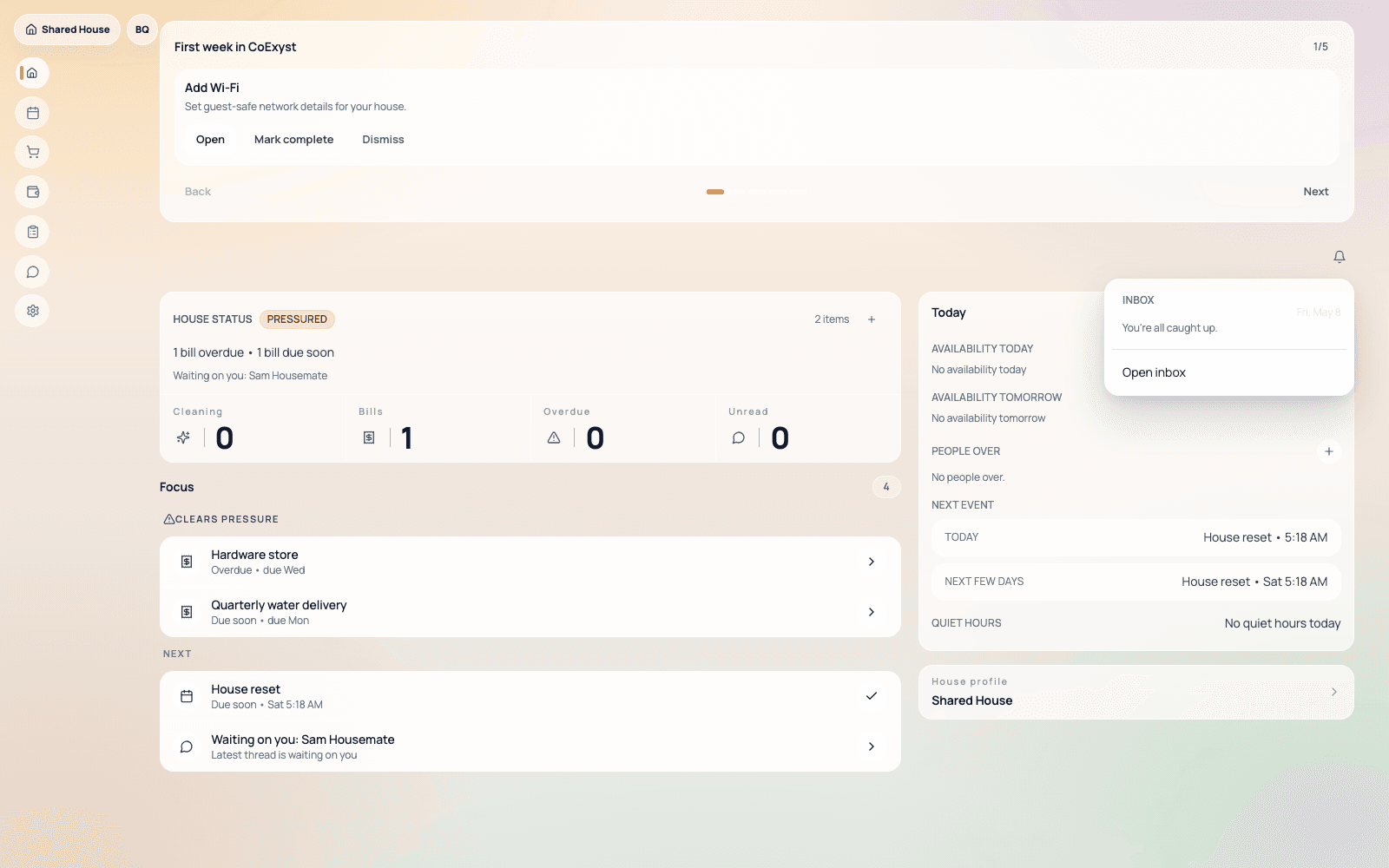 Cleaning & Tasks product screenshot for Due dates