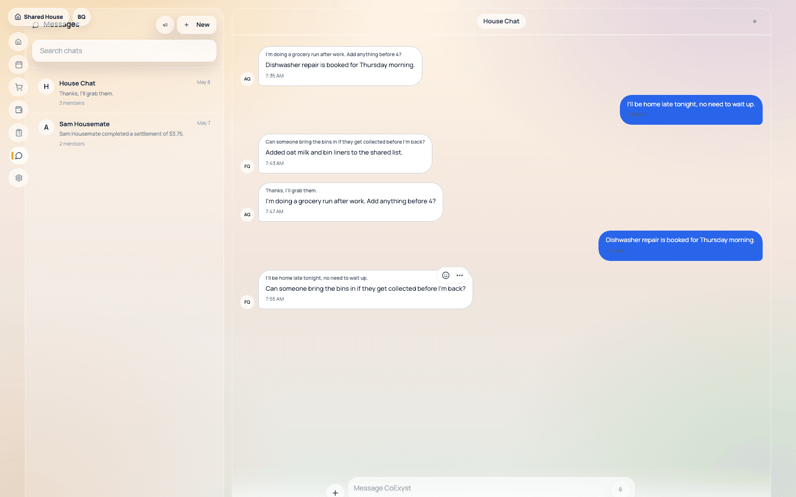 Messaging Hub product screenshot for Talk in the house context